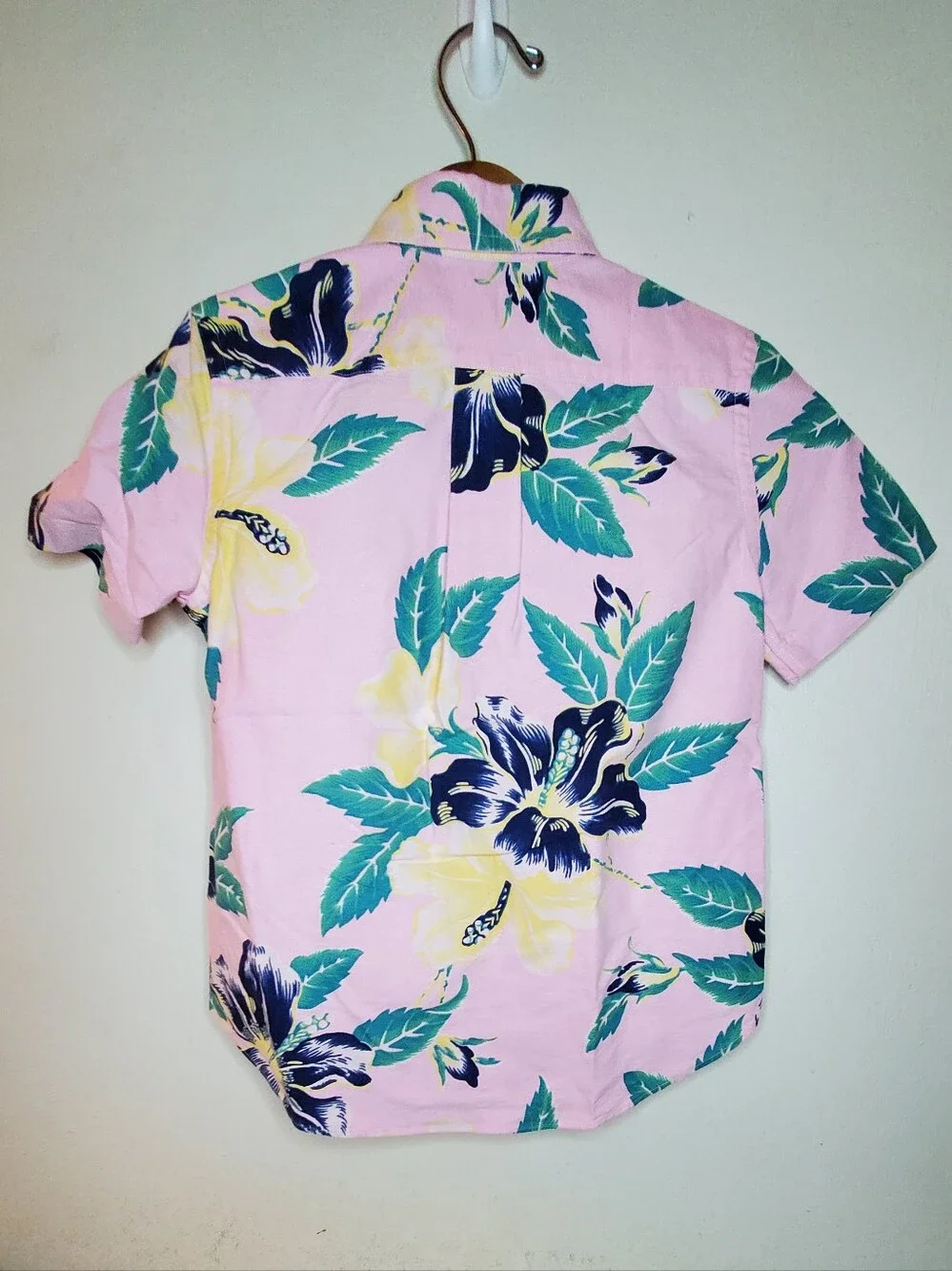 Boys Ralph Lauren Pink Floral Short-Sleeve Button-Up Shirt Sz 8
